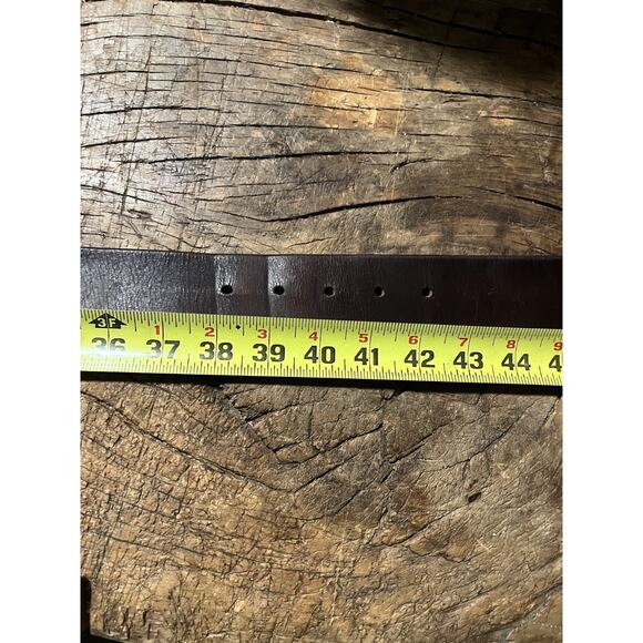 Unbranded Belt Mens 38 Brown Genuine Leather Silver Buckle - Picture 10 of 16